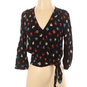 Madewell Floral Wrap Top - Black